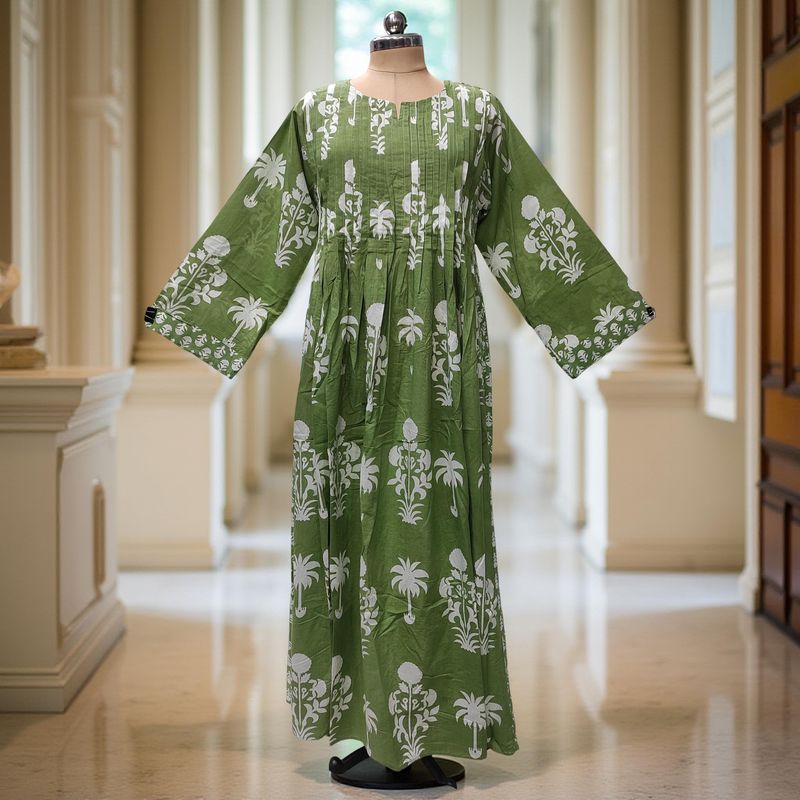 L/XL Aaron Printed Cotton Dress 57" Long Jalabiya With Sheila