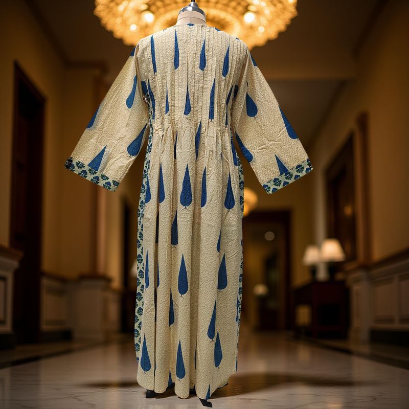 L/XL Aaron Printed Cotton Dress 57" Long Jalabiya
