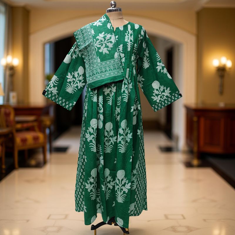 L/XL Aaron Printed Cotton Dress 57" Long Jalabiya With Sheila