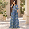 S/M Rahaf Crystal Printed Cotton Long Dress Jalabiya – 57