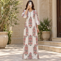 S/M Sparrow Crystal Printed Cotton Long Dress Jalabiya – 57