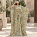 Free Size Crystal Farasha Printed Silk Long Dress Jalabiya – 57"
