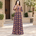 S/M Rahaf Crystal Printed Cotton Long Dress Jalabiya – 57