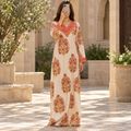 S/M Leila Crystal Printed Cotton Long Dress Jalabiya – 57