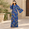 L/XL Zaheera Silk Crystal Printed Dress 57" Long Jalabiya
