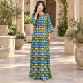 S/M Nahla Crystal Printed Cotton Long Dress Jalabiya – 57