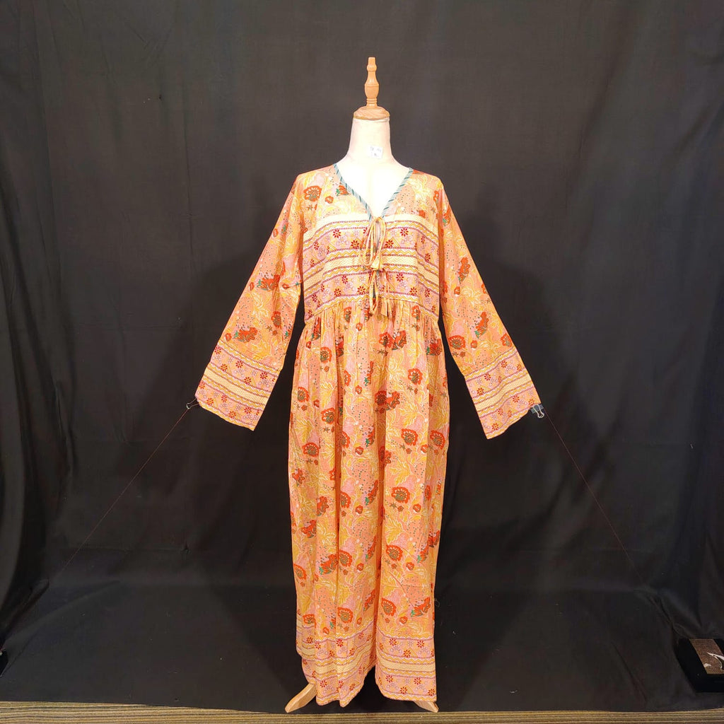 L-XL Beach Cotton Printed Dress 57" Long Jalabiya