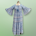 2XL/3XL Gaby Crystal Blue Printed Dress 57" Long Jalabiya