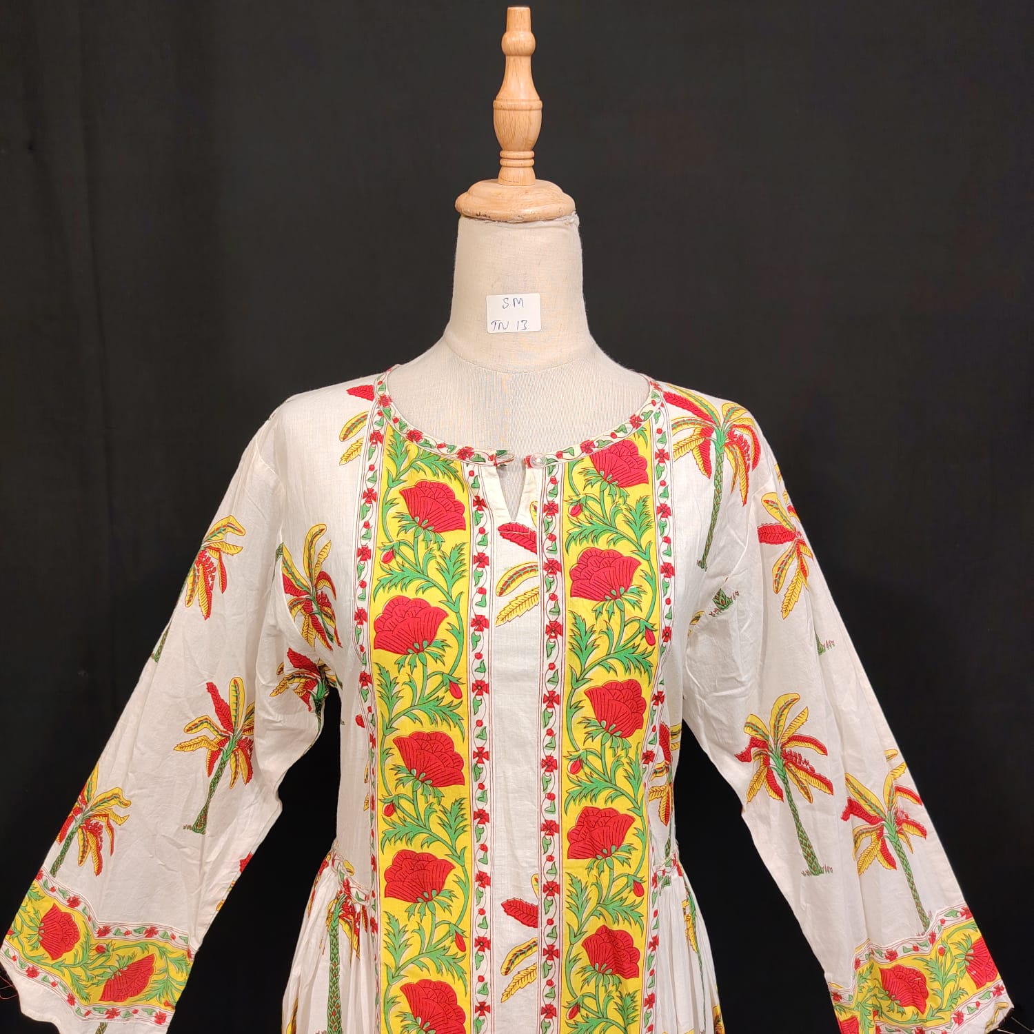 S-M Bhopali Printed Cotton Dress 57" Long Jalabiya