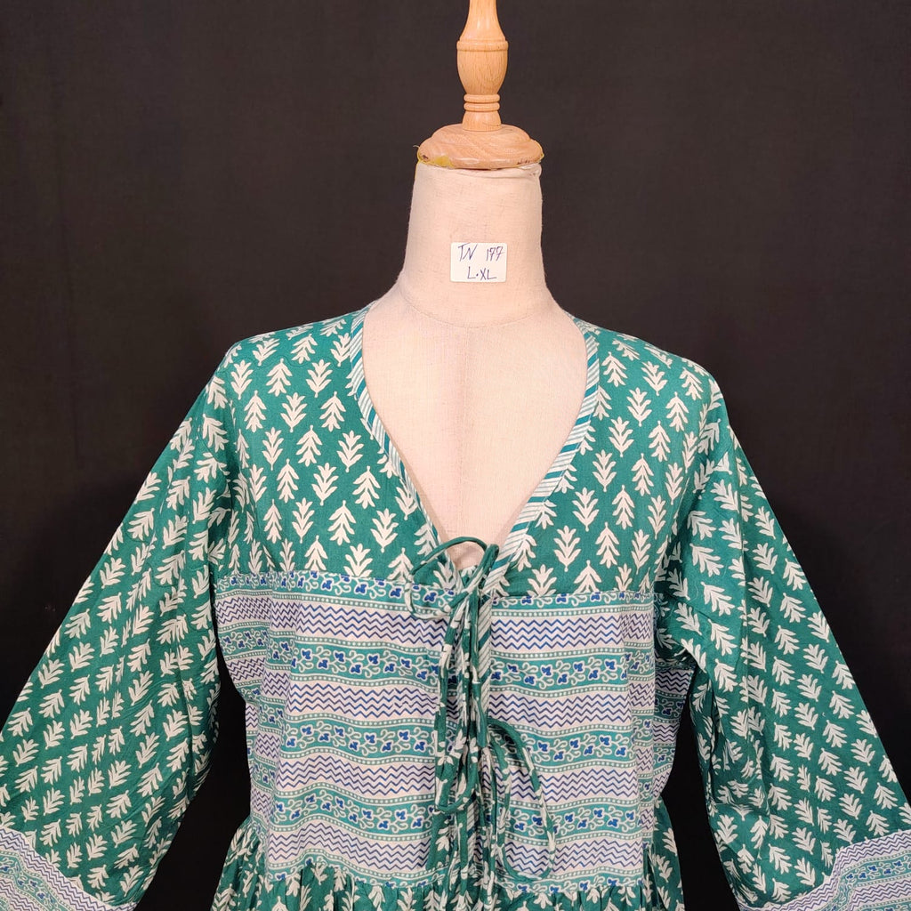 L-XL Beach Cotton Printed Dress 57" Long Jalabiya