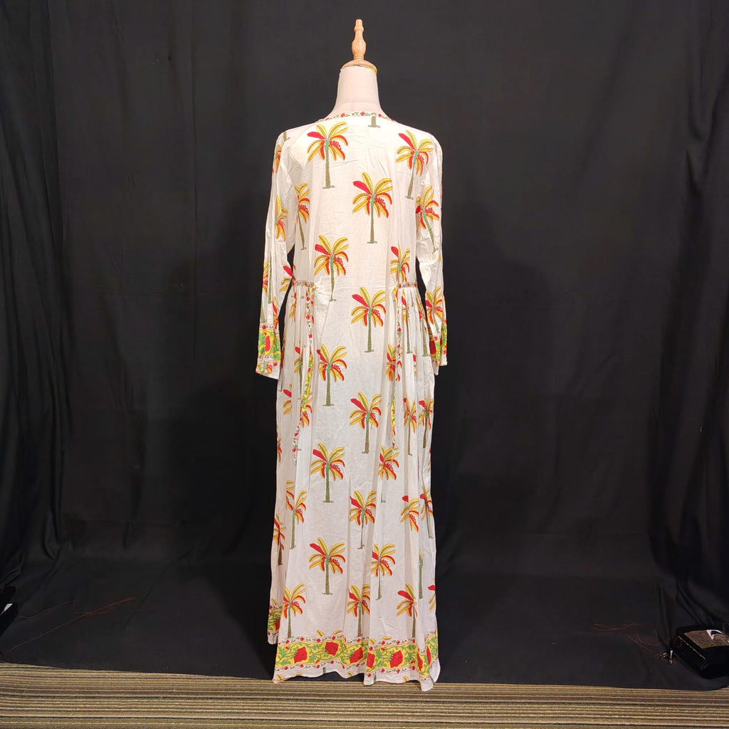 S-M Bhopali Printed Cotton Dress 57" Long Jalabiya