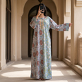2XL-3XL Crystal Noorain Printed Cotton Long Dress Jalabiya – 57"