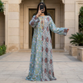 L/XL Crystal Noorain Printed Cotton Dress 57" Long Jalabiya