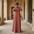 S/M Crystal Tansy Printed Cotton Dress 57" Long Jalabiya