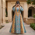 L/XL Crystal Suf Printed Cotton Dress 57" Long Jalabiya