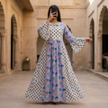 S/M Crystal Husn Printed Cotton Dress 57" Long Jalabiya