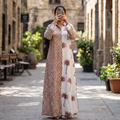 S/M Crystal Singapore Printed Cotton Dress 57" Long Jalabiya