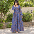 S/M Crystal Ari Printed Cotton Dress 57" Long Jalabiya