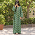 S/M Crystal Special Printed Cotton Dress 57" Long Jalabiya
