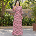 S/M Crystal Nahla Printed Cotton Dress 57" Long Jalabiya