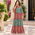 L/XL Moon Printed Silk Long Dress Jalabiya – 57"