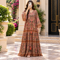 S/M Zuwena Printed Silk Long Dress Jalabiya – 57"