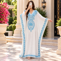 Free Size Farasha Embriodered Printed Cotton Long Dress Jalabiya – 57"