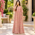 S/M Rahaf Printed Cotton Dress 57" Long Jalabiya