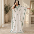 Free Size Farasha Embriodered Printed Cotton Long Dress Jalabiya – 57"