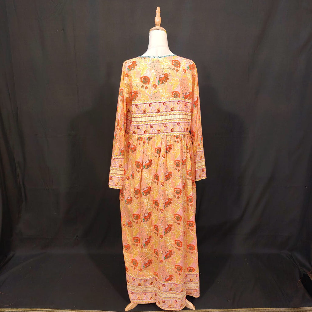 L-XL Beach Cotton Printed Dress 57" Long Jalabiya
