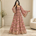 XS/S Elzina Printed Cotton Long Dress Jalabiya – 54"
