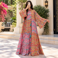L/XL Fatim Printed Cotton Long Dress Jalabiya – 57"