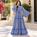 S/M Gaby Printed Cotton Dress 57" Long Jalabiya