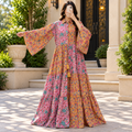 L/XL Fatim Printed Cotton Long Dress Jalabiya – 57"