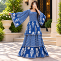 S/M Rahima Printed Cotton Dress 57" Long Jalabiya
