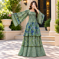 S/M Rahima Printed Cotton Dress 57" Long Jalabiya