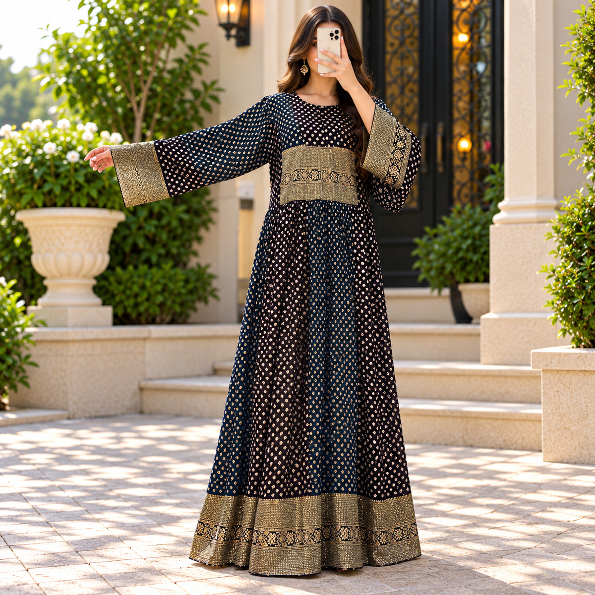 S/M Special Printed Cotton Dress 57" Long Jalabiya