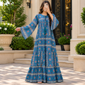 S/M Abiya Printed Cotton Dress 57" Long Jalabiya