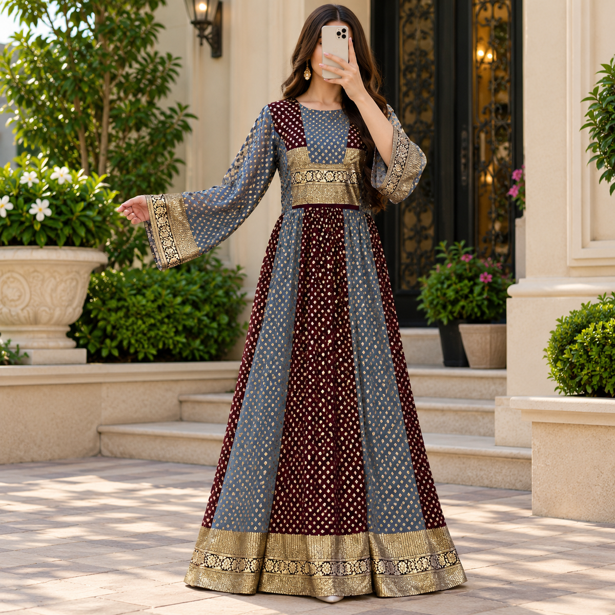 S/M Special Printed Cotton Dress 57" Long Jalabiya