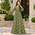 S/M Bhopali Crystal Printed Cotton Dress 57" Long Jalabiya