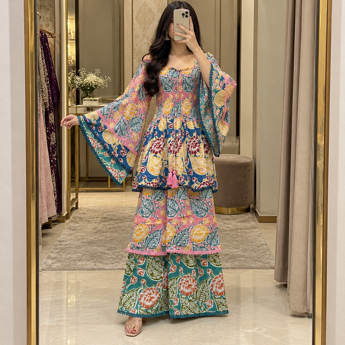 2XL-3XL Rahima Printed Cotton Long Dress Jalabiya – 57"