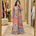 L/XL Zeins Printed Cotton Long Dress Jalabiya – 57"