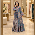 L/XL Fatim Printed Cotton Long Dress Jalabiya – 57"