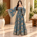S/M Elzina Printed Cotton Long Dress Jalabiya – 57"