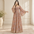 S/M Elzina Printed Cotton Long Dress Jalabiya – 57"