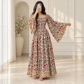 XS/S Elzina Printed Cotton Long Dress Jalabiya – 54"