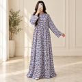 L/XL Afra Printed Cotton Long Dress Jalabiya – 57