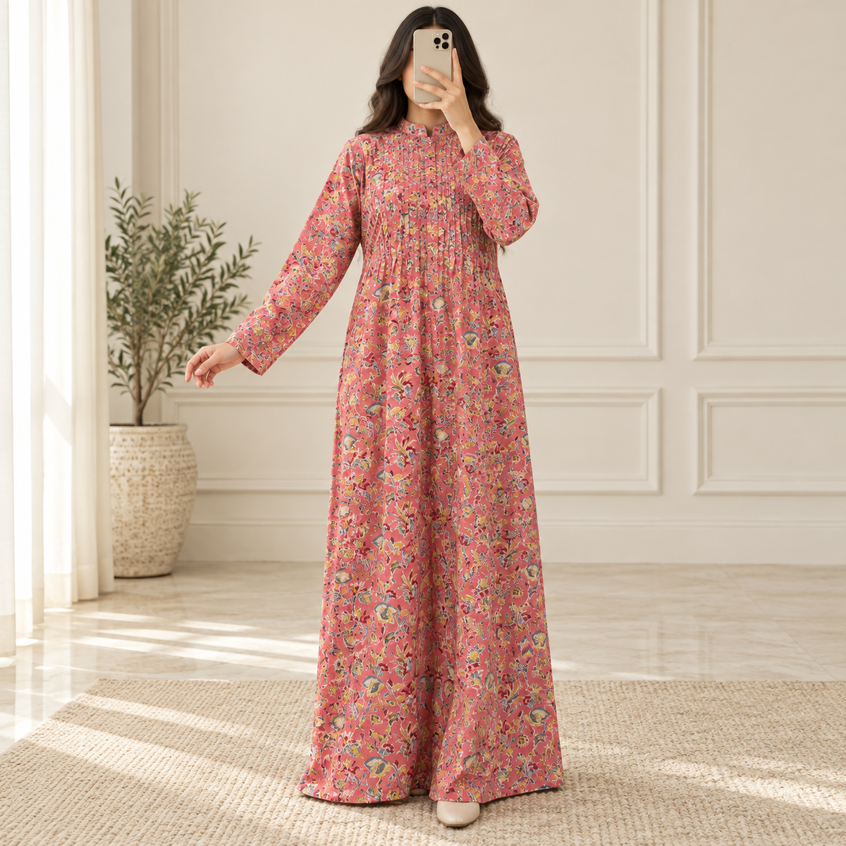 S/M Afra Printed Cotton Long Dress Jalabiya – 57