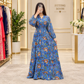 S/M Yuasa Printed Cotton Long Dress Jalabiya – 57