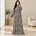S/M Teena Printed Silk Long Dress Jalabiya – 54"